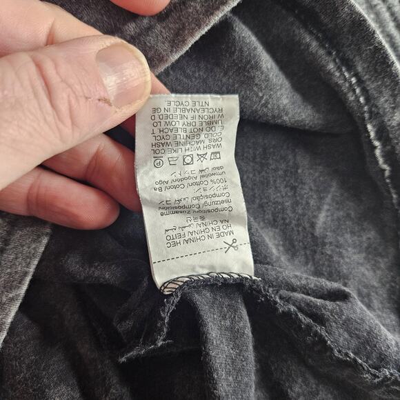 ROMWE Shirt Mens Medium Black Gray Acid Wash Active Lifestyle Graphic Tee Fade - Picture 11 of 12